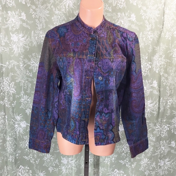 Chico's Multi-Colored Paisley Print Jean Jacket - Picture 7 of 15